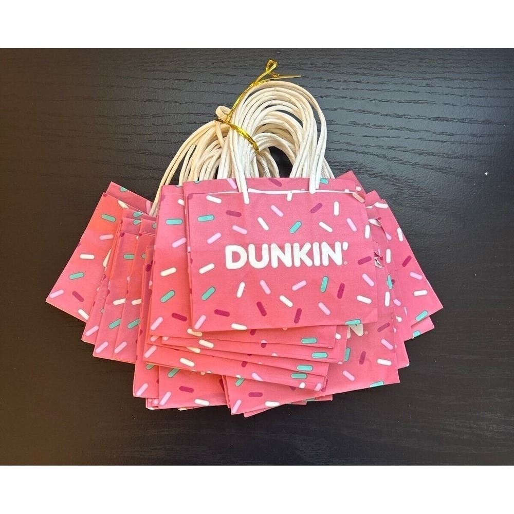 10 Pink Dunkin Donut Paper‎ Bags